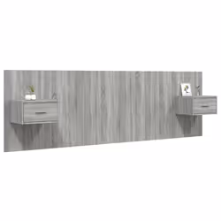 vidaXL Testiera Letto con Comodini in Legno Multistrato Grigio Sonoma - Vista aggiuntiva 3