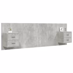 vidaXL Testiera Letto con Comodini in Legno Multistrato Grigio Cemento - Vista aggiuntiva 3