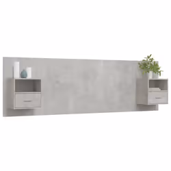 vidaXL Testiera Letto con Comodini in Legno Multistrato Grigio Cemento - Vista aggiuntiva 3