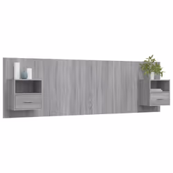 vidaXL Testiera Letto con Comodini in Legno Multistrato Grigio Sonoma - Vista aggiuntiva 3