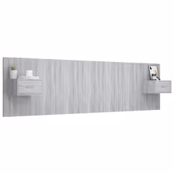 vidaXL Testiera Letto con Comodini in Legno Multistrato Grigio Sonoma - Vista aggiuntiva 3