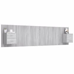 vidaXL Testiera Letto con Comodini in Legno Multistrato Grigio Sonoma - Vista aggiuntiva 3