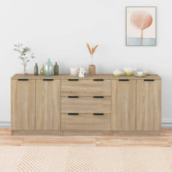 Credenze 3 pz, Mobile Moderno Rovere Sonoma in Legno Multistrato Vidaxl 8323