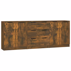 vidaXL Credenze 3 pz Rovere Fumo in Legno Multistrato - Vista aggiuntiva 2