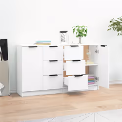 vidaXL Credenze 2 pz Bianche 60x30x70 cm in Legno Multistrato - Vista aggiuntiva 3