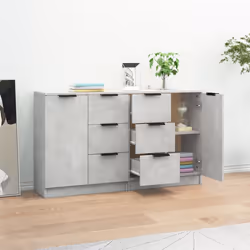 vidaXL Credenze 2 pz Grigio Cemento 60x30x70 cm in Legno Multistrato - Vista aggiuntiva 3