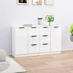 Credenze 2 pz Bianco Lucido 60x30x70 cm in Legno Multistrato Vidaxl 139145