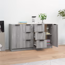vidaXL Credenze 2 pz Grigio Sonoma 60x30x70 cm in Legno Multistrato - Vista aggiuntiva 3