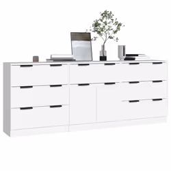 vidaXL Credenze 3 pz Bianche in Legno Multistrato - Vista aggiuntiva 3