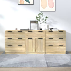 vidaXL Credenze 3 pz Rovere Sonoma in Legno Multistrato