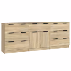 vidaXL Credenze 3 pz Rovere Sonoma in Legno Multistrato - Vista aggiuntiva 2