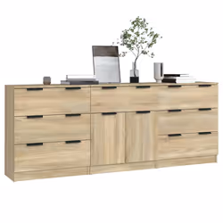 vidaXL Credenze 3 pz Rovere Sonoma in Legno Multistrato - Vista aggiuntiva 3