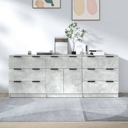 vidaXL Credenze 3 pz Grigio Cemento in Legno Multistrato