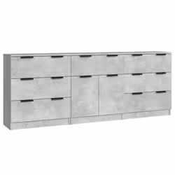 vidaXL Credenze 3 pz Grigio Cemento in Legno Multistrato - Vista aggiuntiva 2
