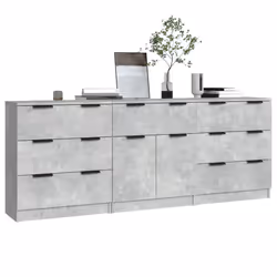 vidaXL Credenze 3 pz Grigio Cemento in Legno Multistrato - Vista aggiuntiva 3