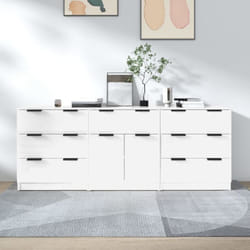 Credenze 3 pz, Mobile Moderno Bianco Lucido in Legno Multistrato Vidaxl 7358