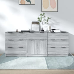 3 pz Credenze, Madia per salotto Moderna Grigio Sonoma in Legno Multistrato Vidaxl