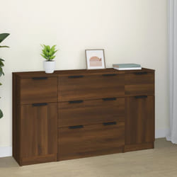 Set di Credenze 3 pz, Madia per salotto Moderna Rovere Marrone in Legno Multistrato Vidaxl