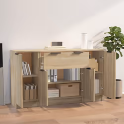vidaXL Credenze 3 pz Rovere Sonoma in Legno Multistrato - Vista aggiuntiva 3