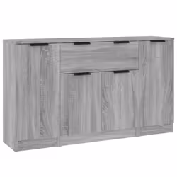 vidaXL Credenze 3 pz Grigio Sonoma in Legno Multistrato - Vista aggiuntiva 2