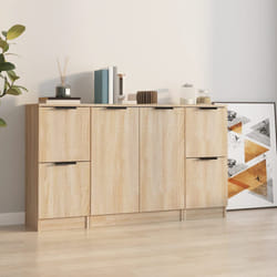 vidaXL Credenze 3 pz Rovere Sonoma in Legno Multistrato