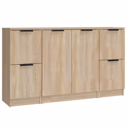 vidaXL Credenze 3 pz Rovere Sonoma in Legno Multistrato - Vista aggiuntiva 2