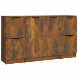 vidaXL Credenze 3 pz Rovere Fumo in Legno Multistrato - Vista aggiuntiva 2