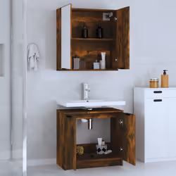 vidaXL Set Mobili da Bagno 2 pz Rovere Fumo in Legno Multistrato - Vista aggiuntiva 3