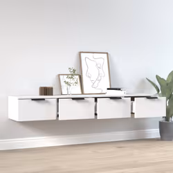 vidaXL Mobili Pensili 2 pz Bianchi 68x30x20 cm Legno Multistrato - Vista aggiuntiva 3