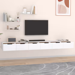 vidaXL Mobili a Parete 2 pz Bianchi 102x30x20 cm in Legno Multistrato - Vista aggiuntiva 3