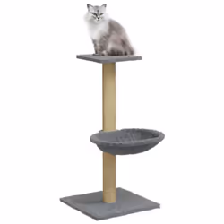 vidaXL Albero per Gatti con Palo Tiragraffi Sisal Grigio Chiaro 74 cm - Vista aggiuntiva 3