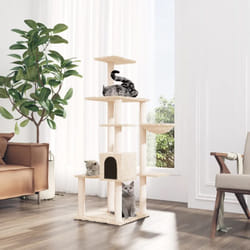 Tiragraffi per gatti, Albero per Gatti con Tiragraffi in Sisal Crema 142 cm Vidaxl