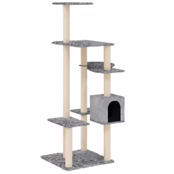 vidaXL Albero per Gatti con Tiragraffi in Sisal Grigio Chiaro 142 cm - Vista aggiuntiva 2