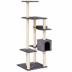 vidaXL Albero per Gatti con Tiragraffi in Sisal Grigio Scuro 142 cm - Vista aggiuntiva 2