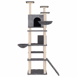 vidaXL Albero per Gatti con Tiragraffi in Sisal Grigio Scuro 191 cm - Vista aggiuntiva 3