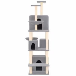 vidaXL Albero per Gatti con Tiragraffi in Sisal Grigio Chiaro 180 cm - Vista aggiuntiva 3