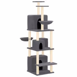 vidaXL Albero per Gatti con Tiragraffi in Sisal Grigio Scuro 180 cm - Vista aggiuntiva 2