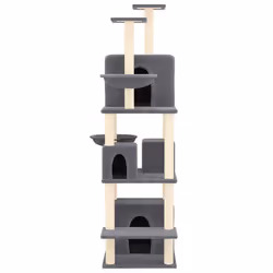 vidaXL Albero per Gatti con Tiragraffi in Sisal Grigio Scuro 180 cm - Vista aggiuntiva 3