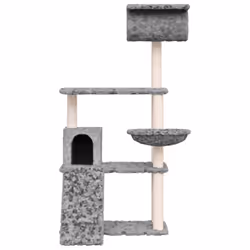 vidaXL Albero per Gatti con Tiragraffi in Sisal Grigio Chiaro 131 cm - Vista aggiuntiva 3