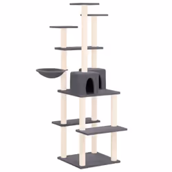 vidaXL Albero per Gatti con Tiragraffi in Sisal Grigio Scuro 167 cm - Vista aggiuntiva 2