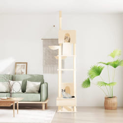 Tiragraffi per gatti, Albero per Gatti da Pavimento a Soffitto Crema 277-303 cm Vidaxl