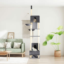 Tiragraffi per gatti, Albero per Gatti Pavimento Soffitto Grigio Scuro 277-303 cm Vidaxl