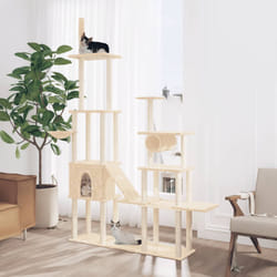 vidaXL Albero per Gatti con Tiragraffi in Sisal Crema 279 cm