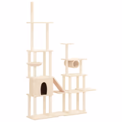 vidaXL Albero per Gatti con Tiragraffi in Sisal Crema 279 cm - Vista aggiuntiva 2