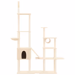 vidaXL Albero per Gatti con Tiragraffi in Sisal Crema 279 cm - Vista aggiuntiva 3