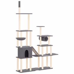 vidaXL Albero per Gatti con Tiragraffi in Sisal Grigio Scuro 279 cm - Vista aggiuntiva 2