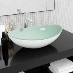 Lavabo, Lavandino in Vetro Temperato 54,5x35x15,5 cm Bianco Vidaxl 5976