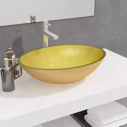 Questo lavandino in vetro sarà un complemento elegante a qualsiasi bagno, toeletta o lavatoio. Materiale resistente: Realizza ...