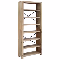 vidaXL Libreria a 7 Ripiani 80x30x200 cm in Legno Massello di Acacia - Vista aggiuntiva 2