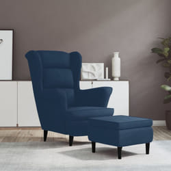 Vidaxl - Poltrona con Schienale ad Ala con Poggiapiedi Blu in Velluto 26665